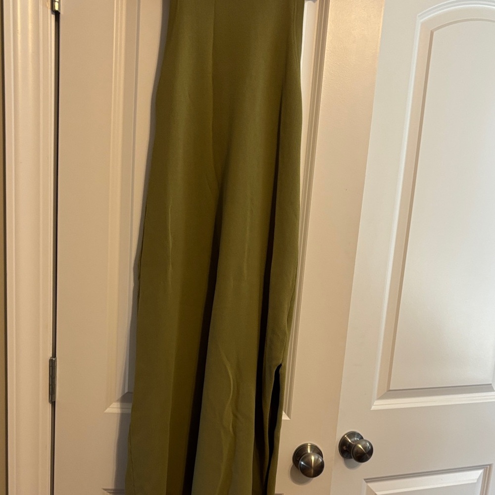 The Drop Olive Green Sleeveless midi dress with slit- perfect sundress - Picture 5 of 5